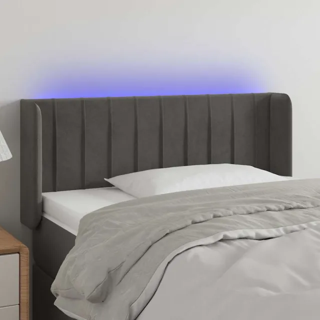 vidaXL Hoofdbord LED 103x16x78/88 cm fluweel donkergrijs grijs