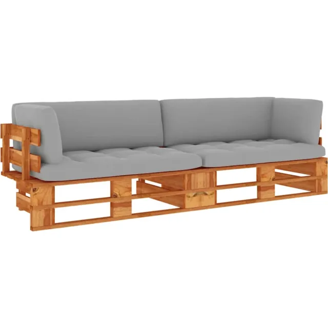 vidaXL Tweezitsbank pallet met kussens honingbruin geïmpregneerd hout