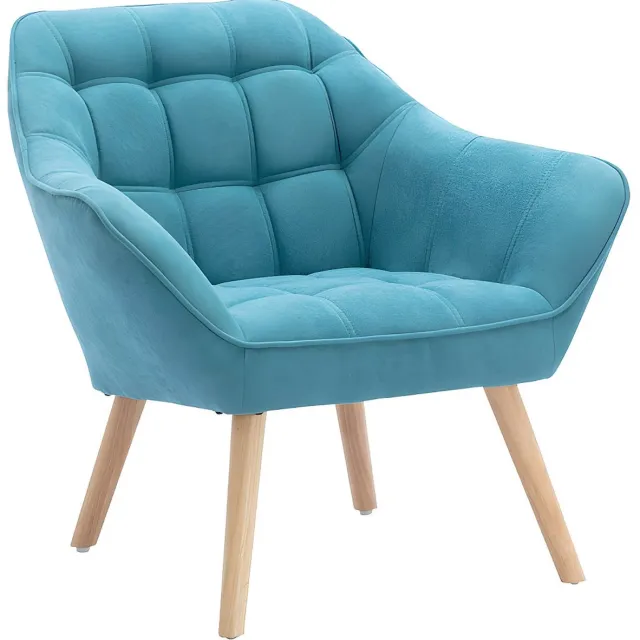 Vente-unique Tweezitsbank en fauteuil CASERTA - Stof - Blauw Turquoise