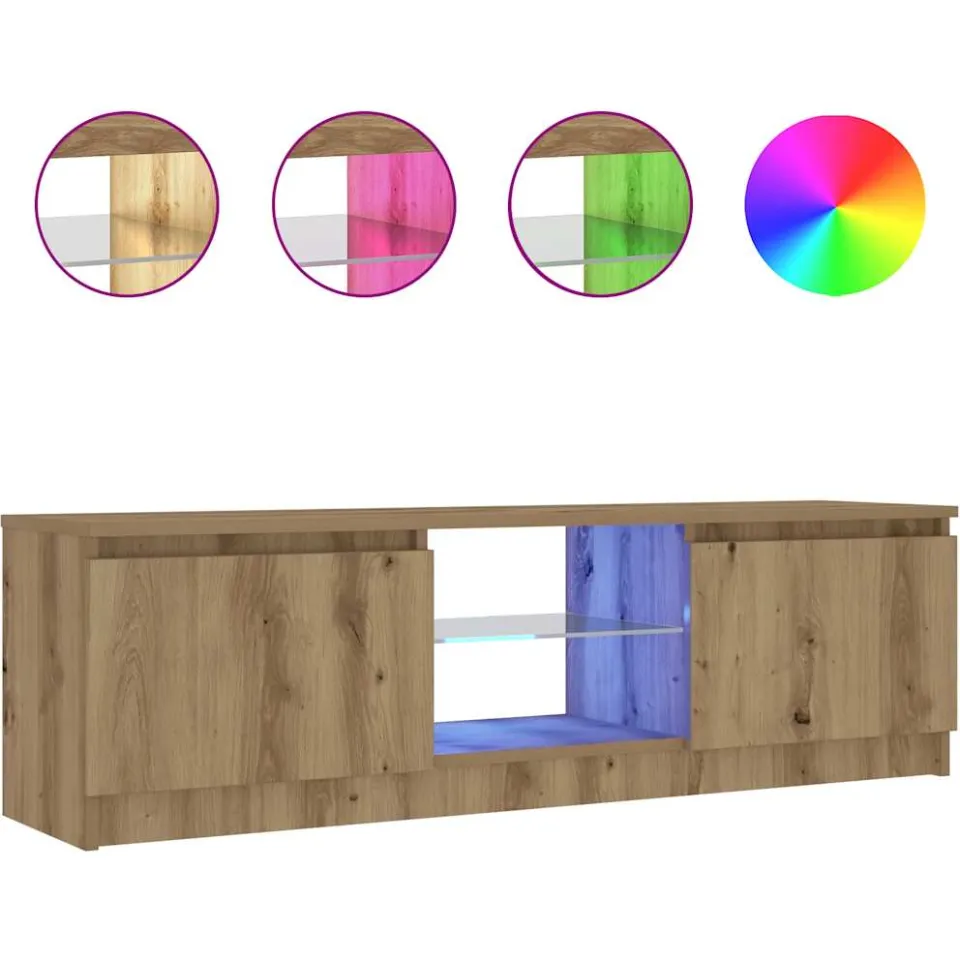vidaXL Tv-meubel met LED 120x30x36 cm bewerkt hout artisanaal eiken, foto 4