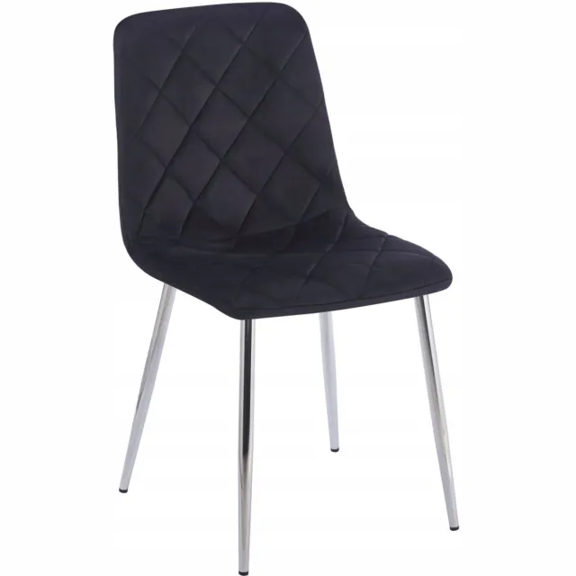 Furnitex K6-FX (S) Riviera 100 - Eetkamerstoel - Zwarte fluwelen bekleding - Metalen poten