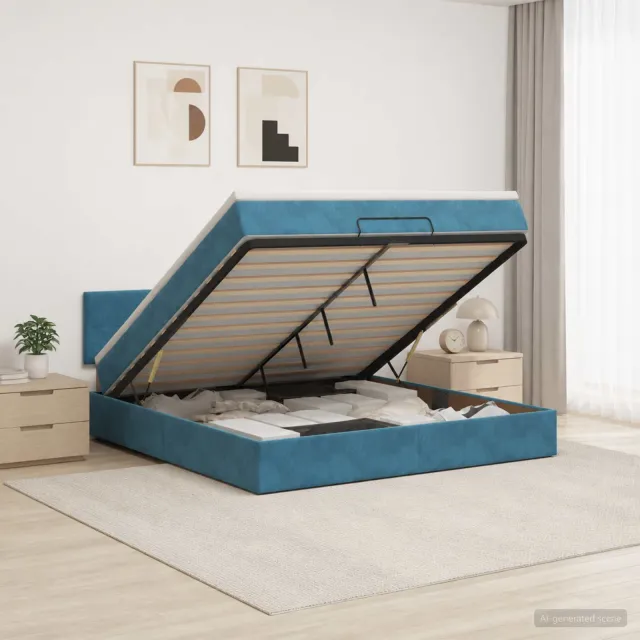 vidaXL Ottoman bed met matras Donkerblauw 140 x 190 cm Fluweel