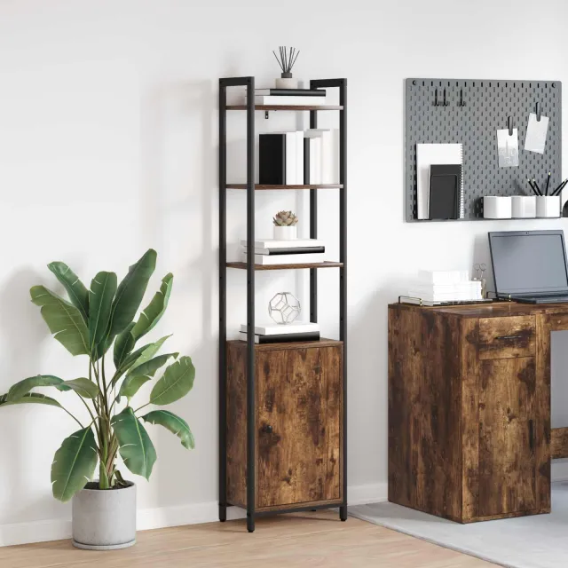 vidaXL Boekenkast 6-laags 40 x 24 x 161 cm Bewerkt hout Gerookt eiken Bruin