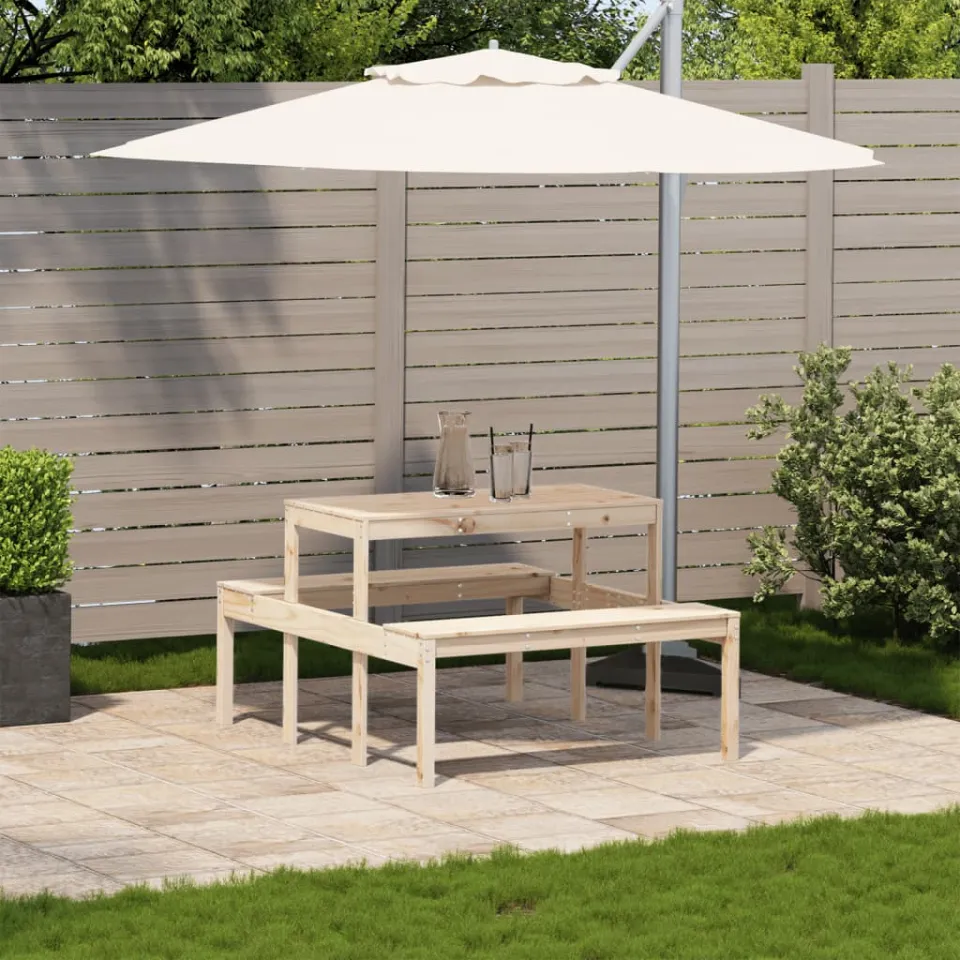 vidaXL Picknicktafel 110x134x75 cm massief grenenhout bruin, foto 3
