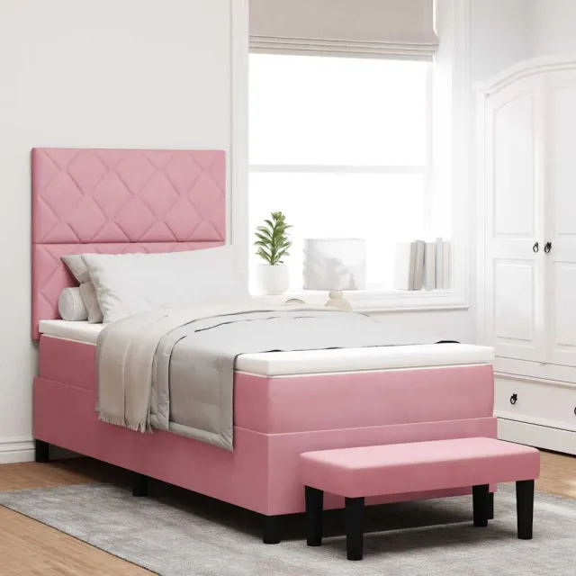 vidaXL Boxspring bed met hoofdeinde Roze 200 x 90 cm Fluweel