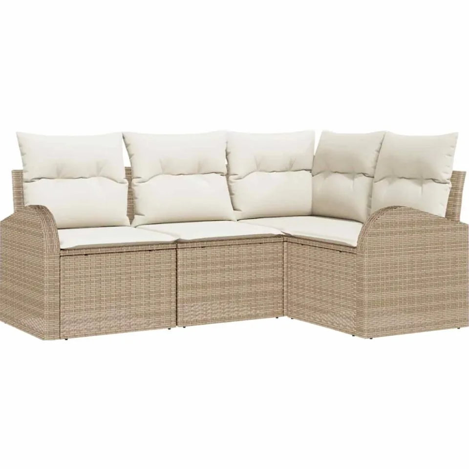 vidaXL Tuin Sofa Set 4 st Beige poly rattan, foto 3