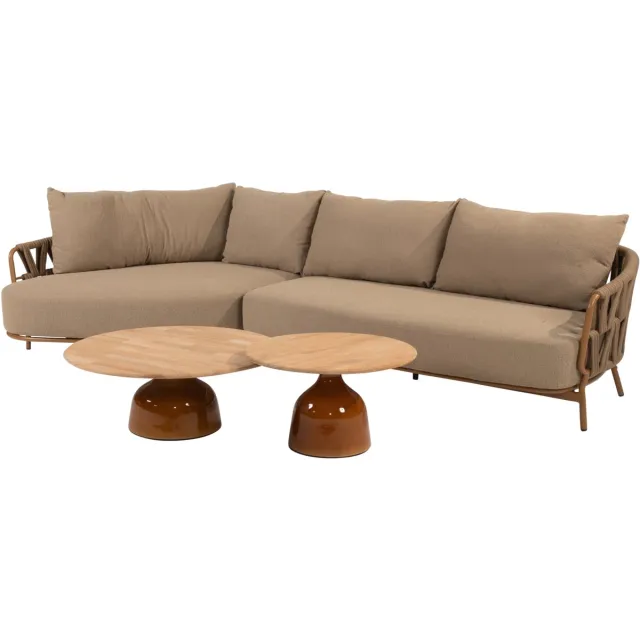 4 Seasons Outdoor June Biarritz chaise longue loungeset 4 delig amber 4 Seasons Outdoor Bruin / Terre, Amber