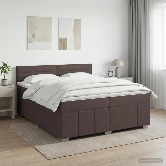 vidaXL Boxspringbed met matras Donkerbruin 200 x 200 cm Stof