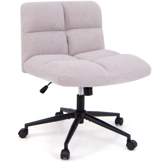 Suredeal Bureaustoel - Schneidersitz Stoel - Wielen Draaistoel Armleuningen - Brede Zitting Lichtgrijs - 73x69x79 cm - Grijs