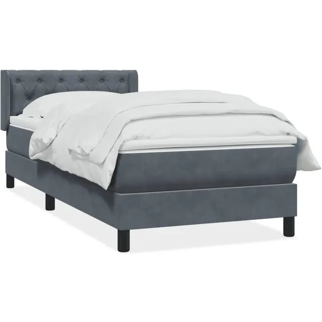 vidaXL Boxspring met matras fluweel donkergrijs 80x220 cm