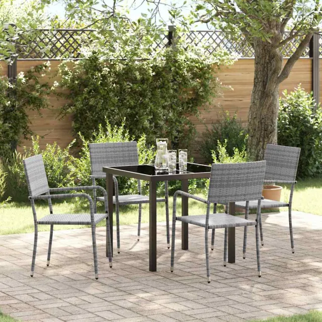 vidaXL Tuin eettafelset 5 st Grijs poly rattan