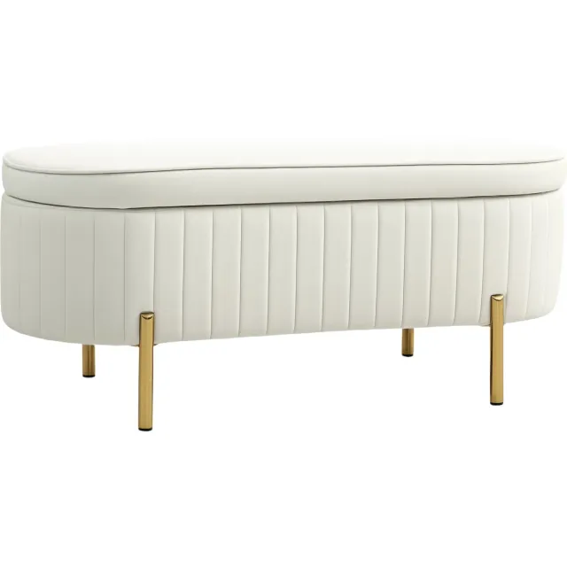 Homona Zitbank met opbergruimte - 72 liter - Met klapdeksel - 108 x 44 x 43,5 cm - Crèmewit