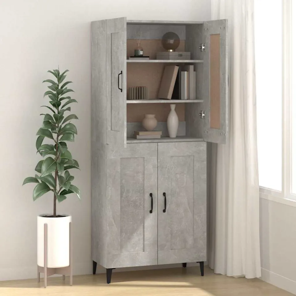 vidaXL Dressoir 69,5x34x90 cm bewerkt hout betongrijs grijs, foto 3