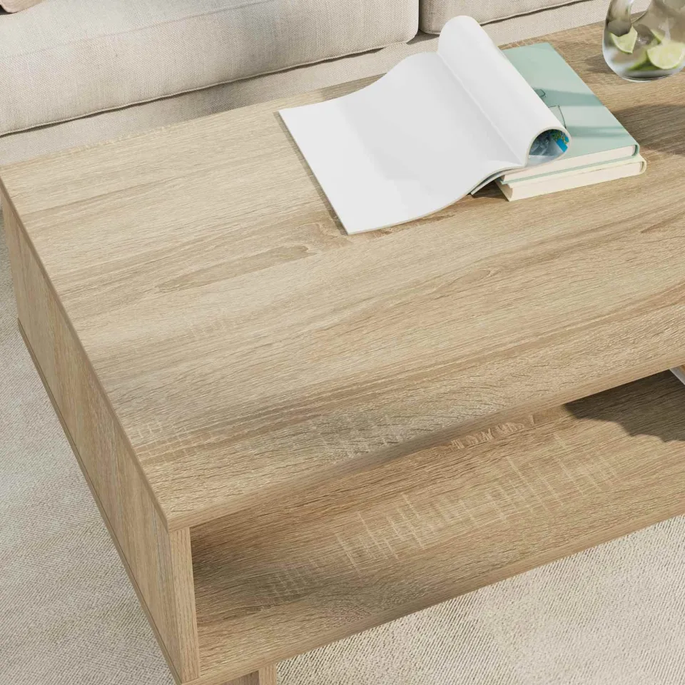 vidaXL Salontafel Sonoma Eiken 100 x 46 x 35 cm Bewerkt hout, foto 4
