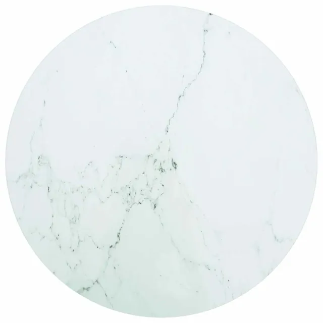 vidaXL Tafelblad Ø50x0,8 cm gehard glas met marmeren design wit