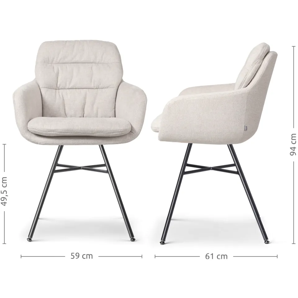 Nolon Noa-Mia eetkamerstoel beige - zwart onderstel, foto 3