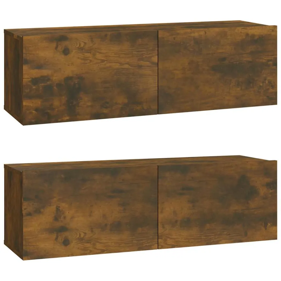 vidaXL Tv-wandmeubels 2 st 100x30x30 cm bewerkt hout gerookt eiken Bruin