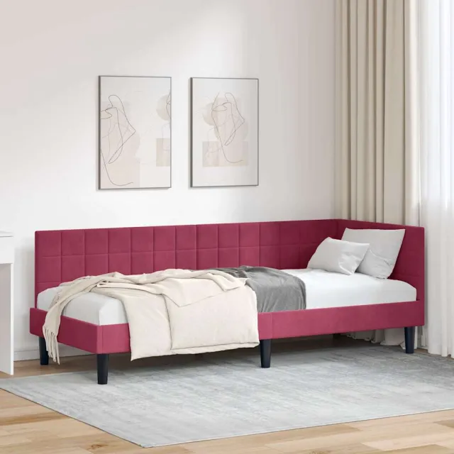 vidaXL Hoekbedframe Wijnrood 80 x 200 cm fluweel