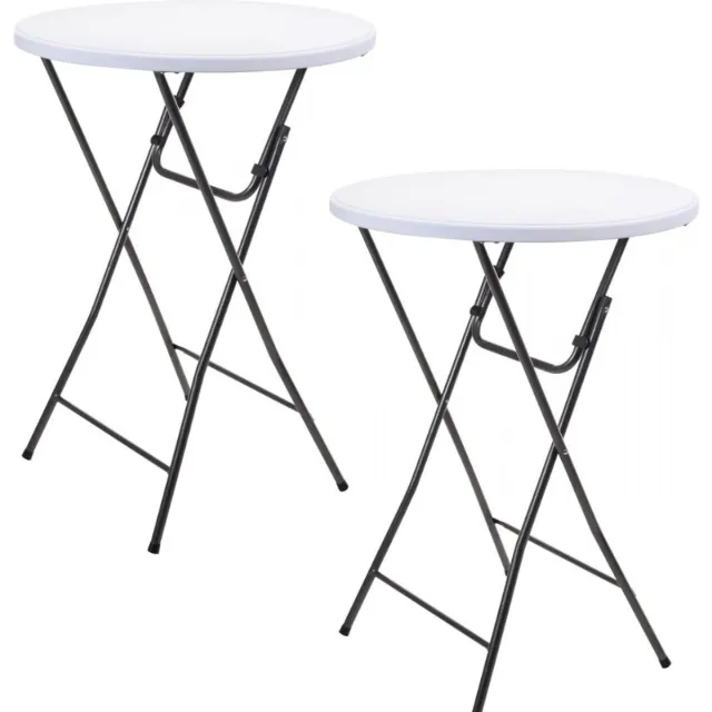 Pro Garden Robuuste Statafels - 2 Stuks - Ø80x110cm - Stalen onderstel - Wit/Grijs