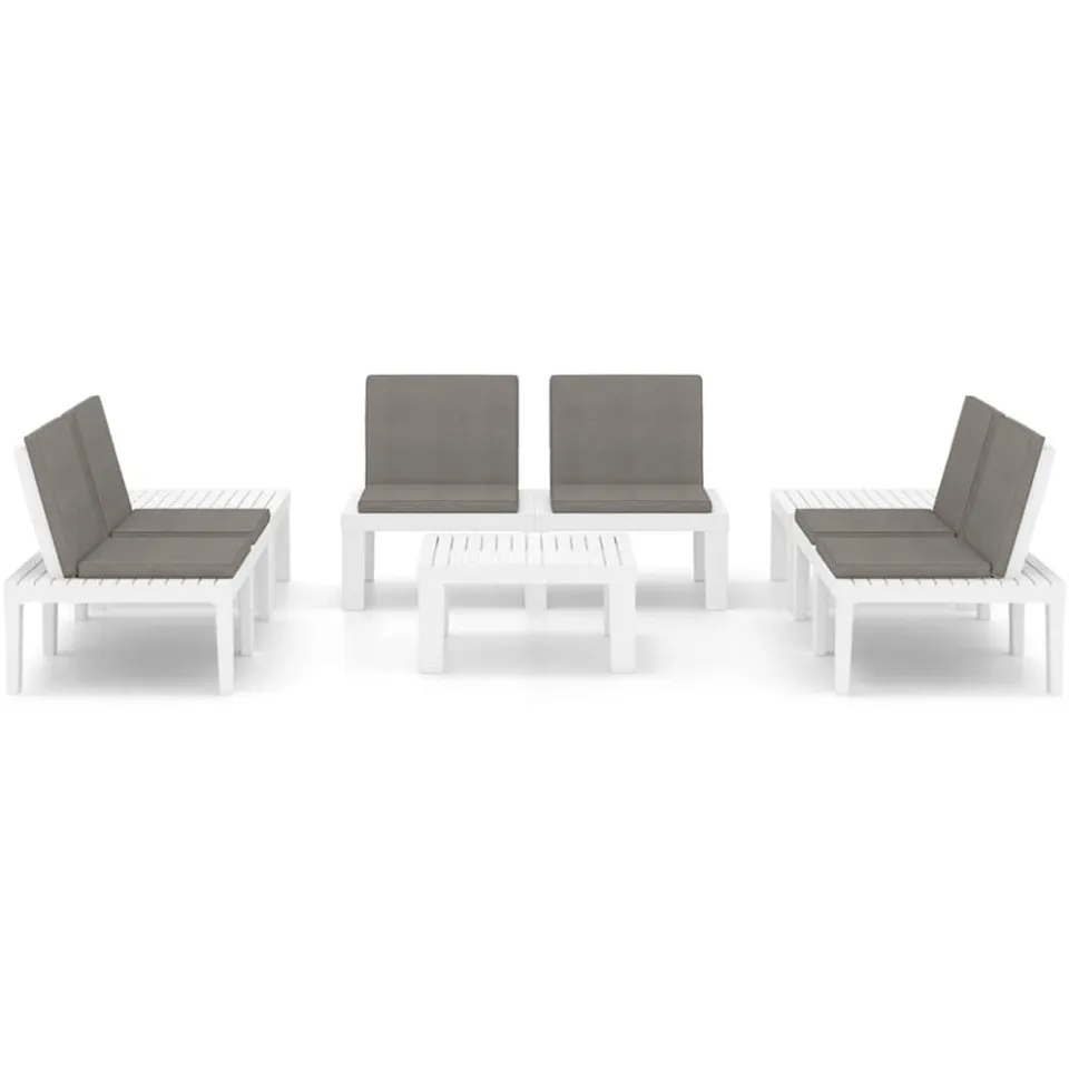 vidaXL 6-delige Loungeset met kussens kunststof wit