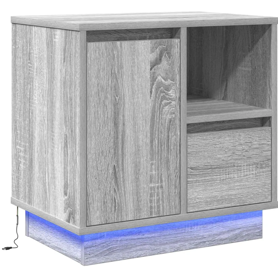 vidaXL Nachtkastje Grijs 50 x 34,5 x 50 cm. Bewerkt hout