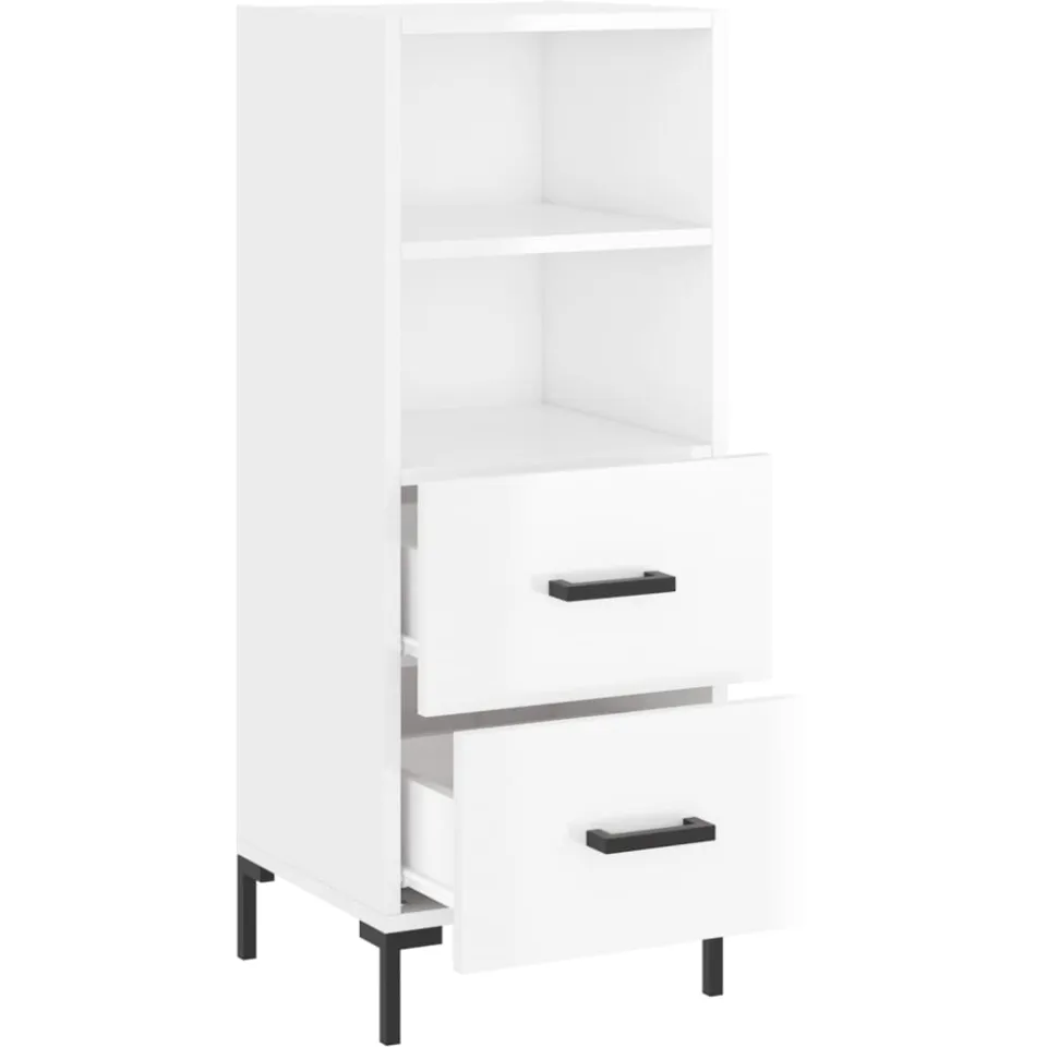 vidaXL Dressoir 34,5x34x90 cm bewerkt hout hoogglans wit
