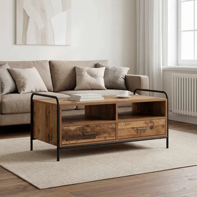 vidaXL Salontafel Oud hout 99,5 x 49 x 46 cm Bewerkt hout bruin, foto 2