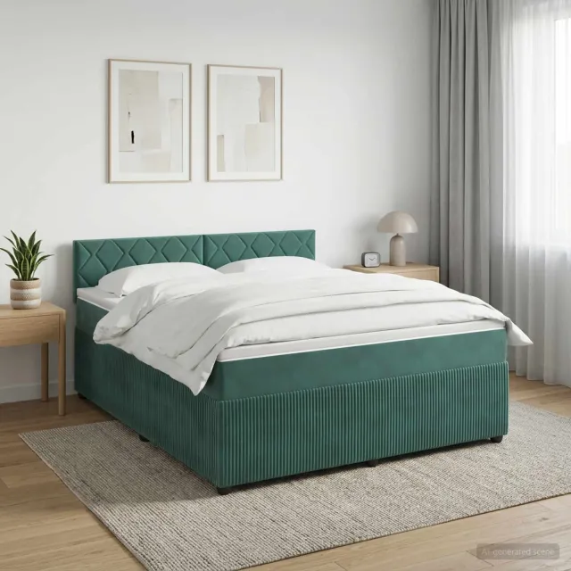 vidaXL Boxspringbed met matras Donkergroen 140 x 200 cm Fluweel