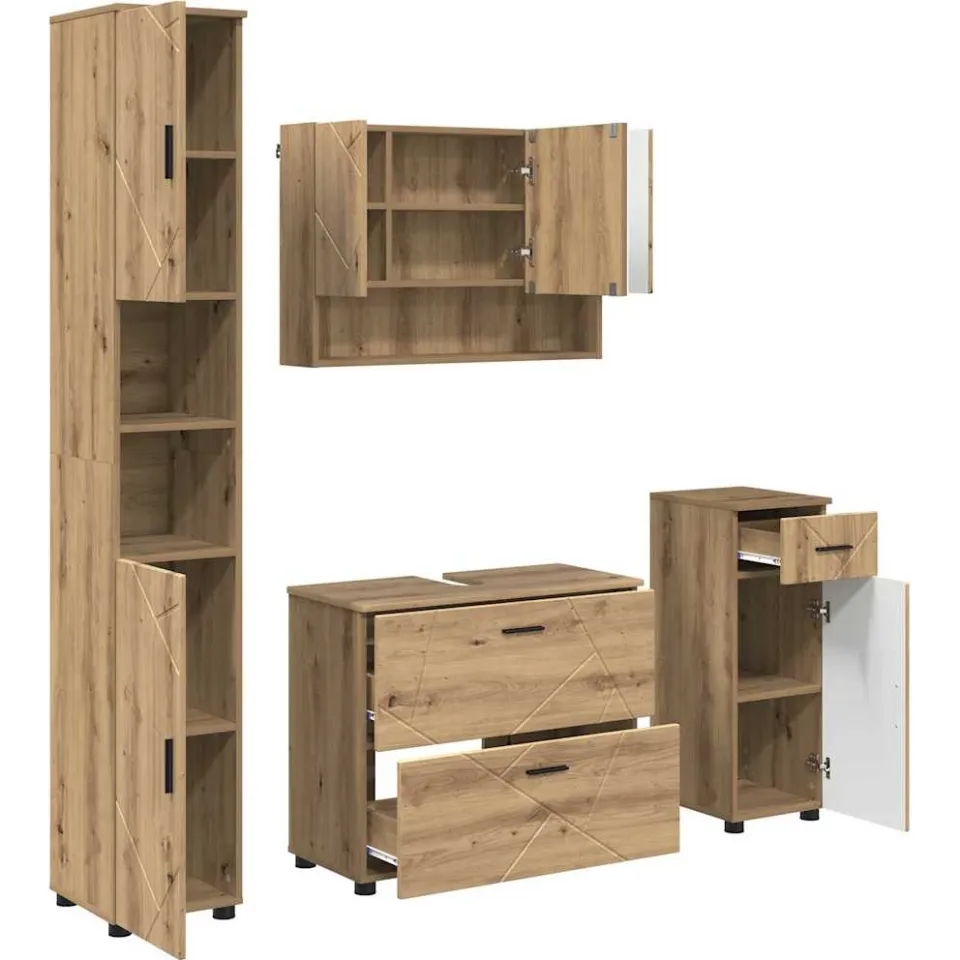 vidaXL Badkamermeubelset 4 st Artisan Eiken 35 x 30 x 192 cm Bruin