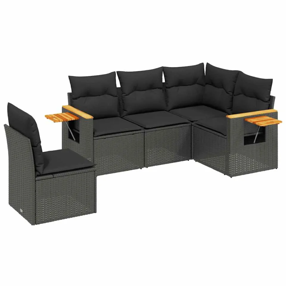 vidaXL Patio Sofa Set 5-zits Black, foto 3