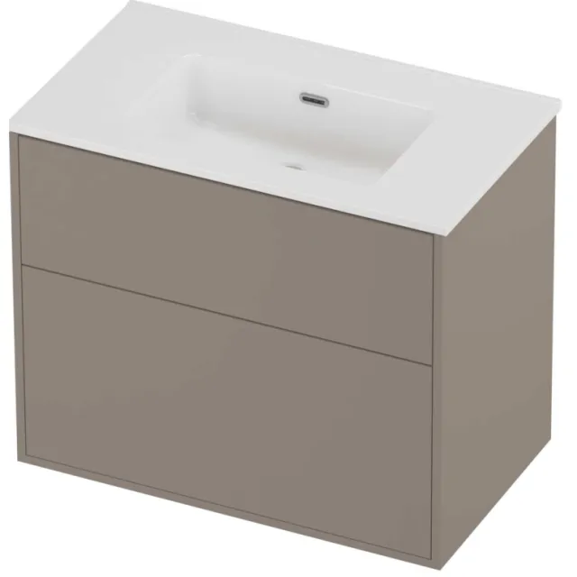 Proline Tribute Badmeubelset Porselein Elegant 2 Laden 80x46x67 cm Glans Wit Clay Beige