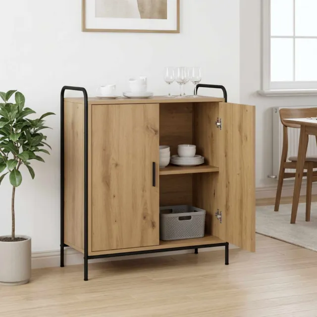 vidaXL Dressoir Artisanaal eiken 97 x 33 x 81 cm Bewerkt hout Bruin