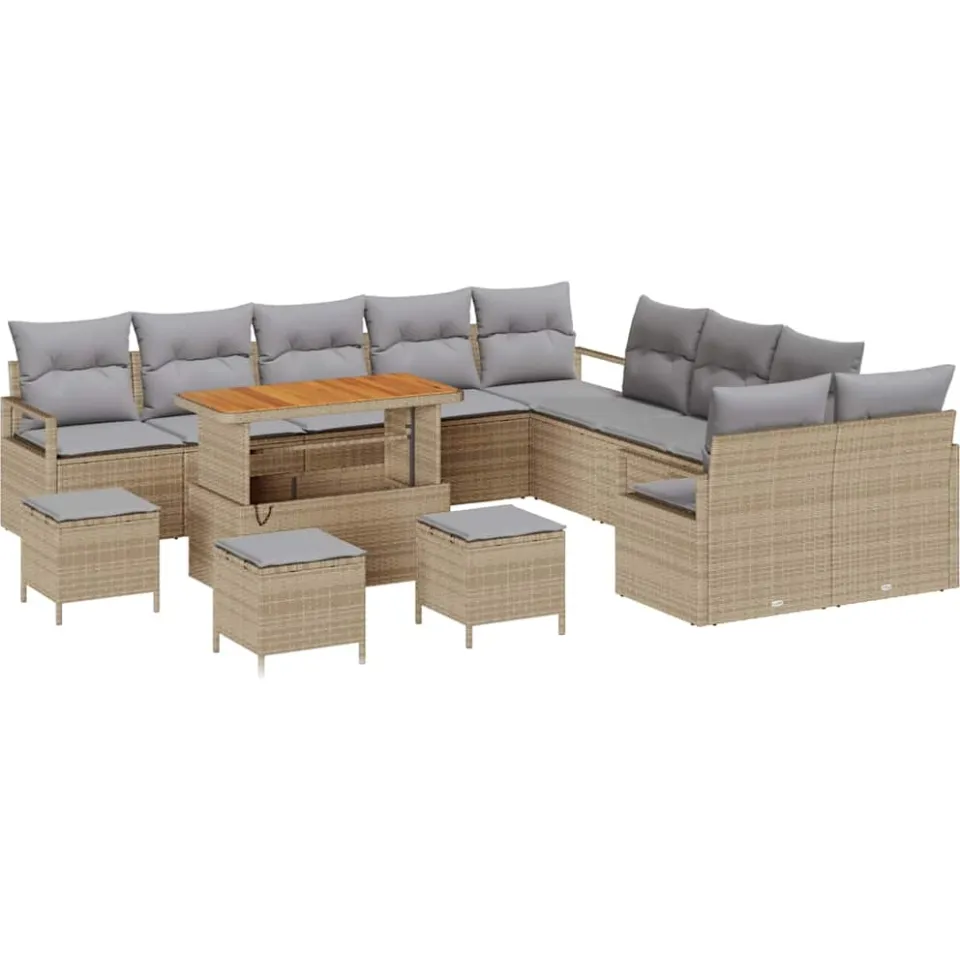vidaXL Tuinbankenset 14 st Beige poly rattan