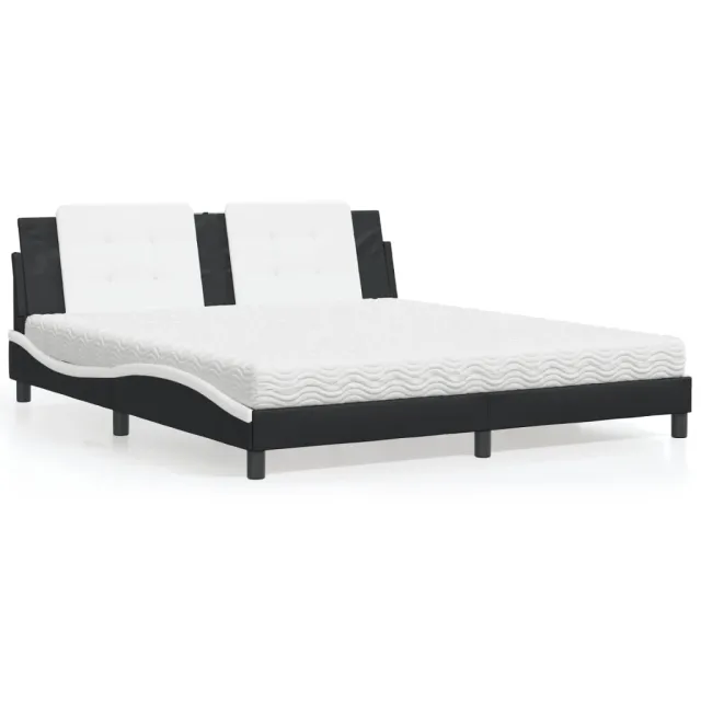 vidaXL Bed met matras Zadar kunstleer zwart en wit 180x200 cm