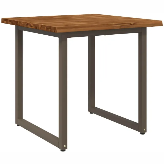 vidaXL Eettafel - met - levendige - rand - 80 - x - 80 - x - 75 - cm - Massief - Acacia - Hout Natuurlijk en Koffie