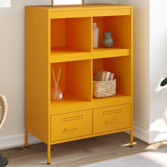 vidaXL Hoge kast 68x39x101,5 cm staal mosterdgeel, foto 2