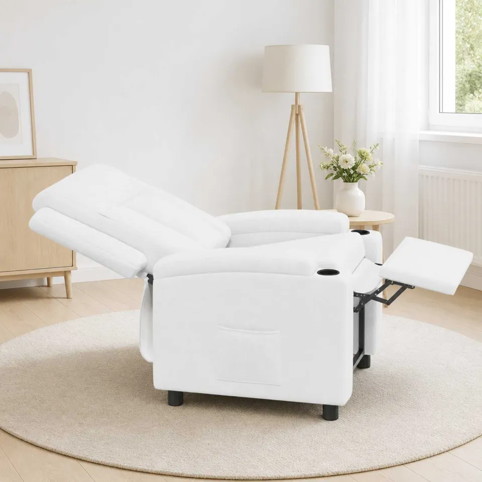 vidaXL Ligstoel Wit 75 x 95 x 100 cm Stof, foto 3