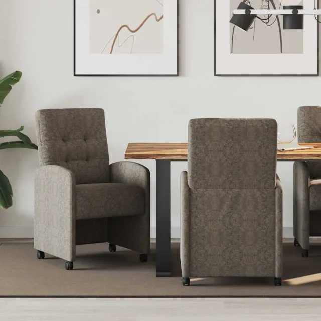 vidaXL Eetkamerstoelen met Wieltjes 2 st Faux suede leer Donkergrijs