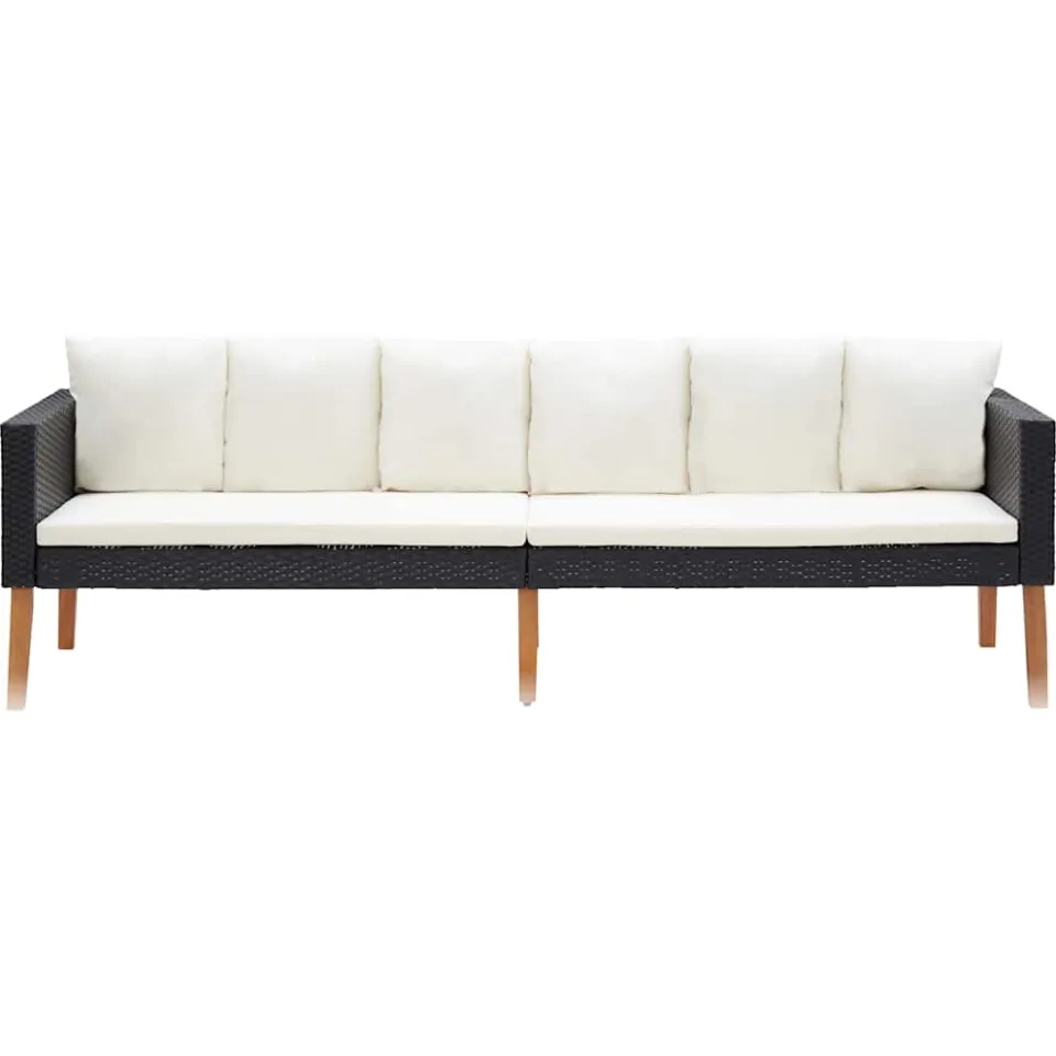 vidaXL 4-delige Loungeset met kussens poly rattan zwart