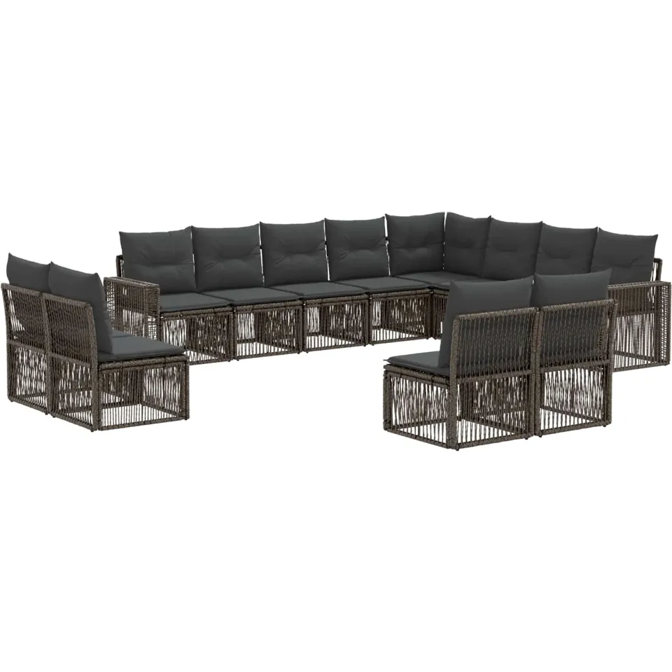 vidaXL Tuinbankenset 12 st 12-zits Grijs en Donkergrijs poly rattan, foto 3