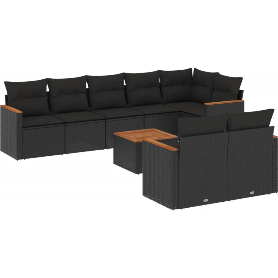 vidaXL Patio Sofa Set 8-zits Black, foto 3