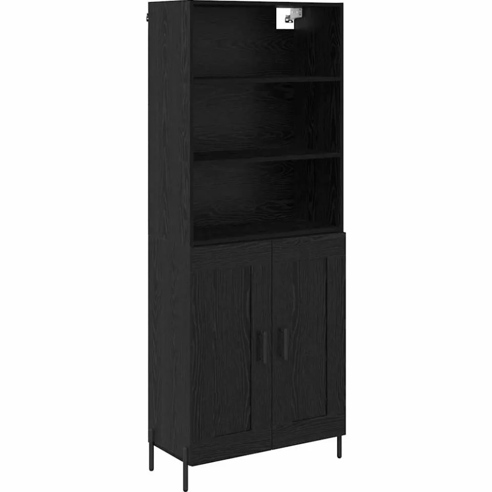 vidaXL Hoge kast Zwart eiken 69,5 x 34 x 180 cm Bewerkt hout, foto 3