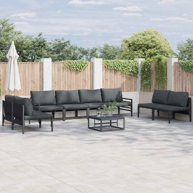 vidaXL Tuinbankenset 9 st Zwart Staal, foto 2