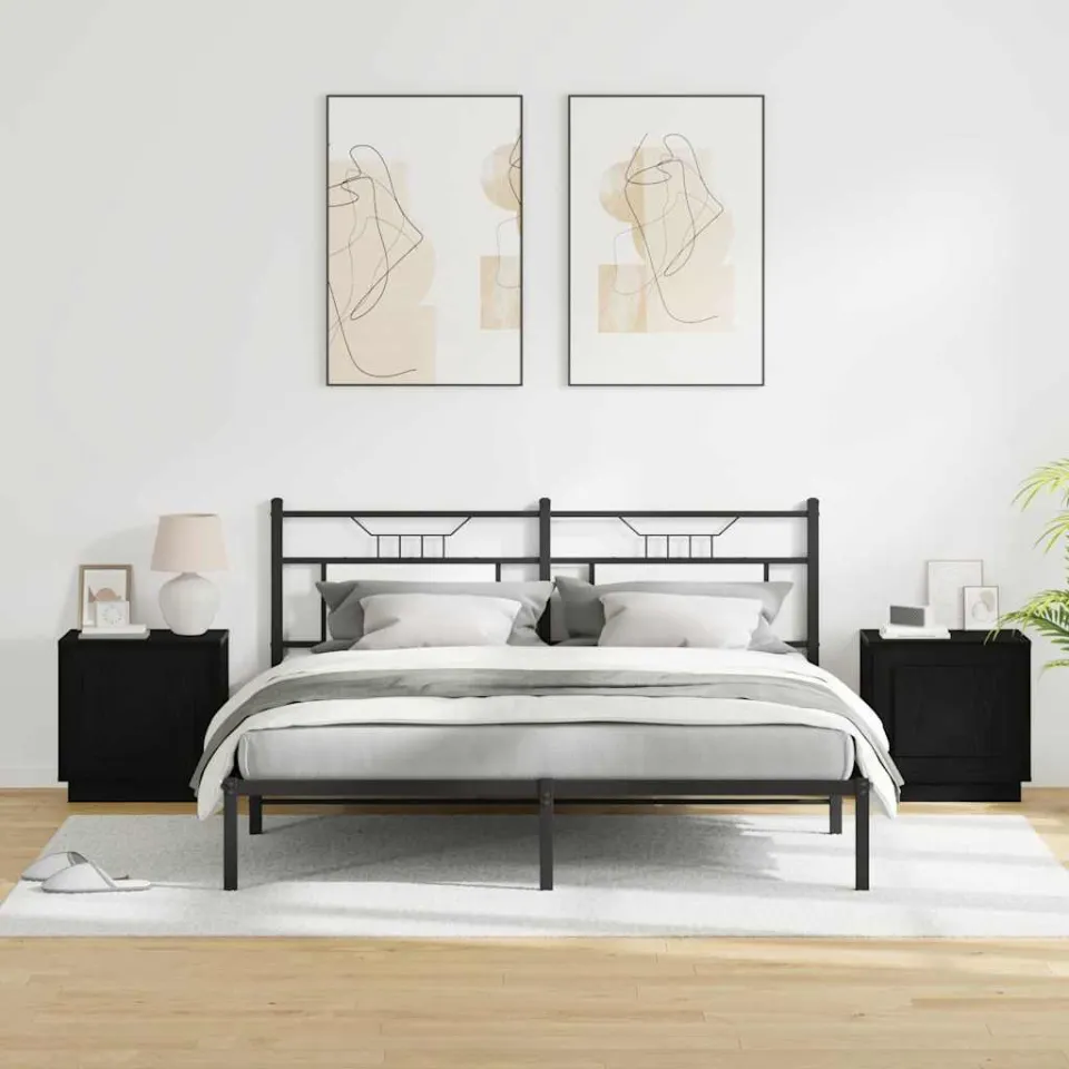 vidaXL Nachtkastje 2 st Zwart 44 x 34,5 x 45 cm Bewerkt hout, foto 4