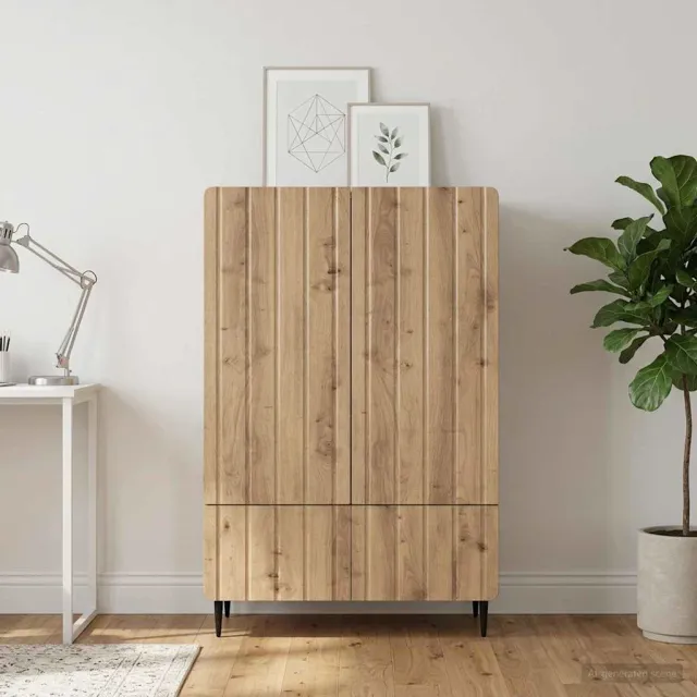 vidaXL Dressoir Artisanaal eiken 66 x 34,5 x 97 cm Bewerkt hout, foto 2