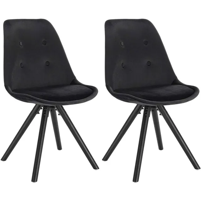Bolt Edge Bezoekersstoelen - Zwart Velvet - Houten poten - Zithoogte 46cm - Set van 2