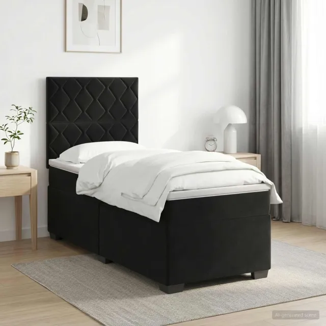 vidaXL Boxspringbed met matras Zwart 90 x 200 cm Fluweel
