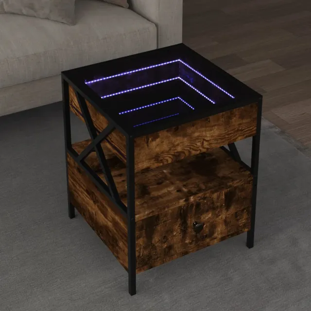 vidaXL Salontafel met Infinity LED 40x40x51 cm gerookt eikenkleurig, foto 2