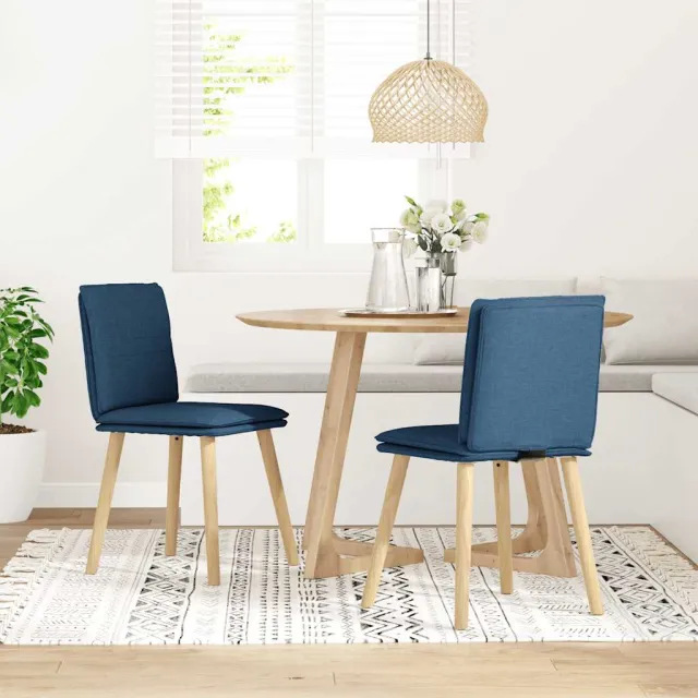 vidaXL Eetkamerstoelen 2 st stof blauw, foto 2