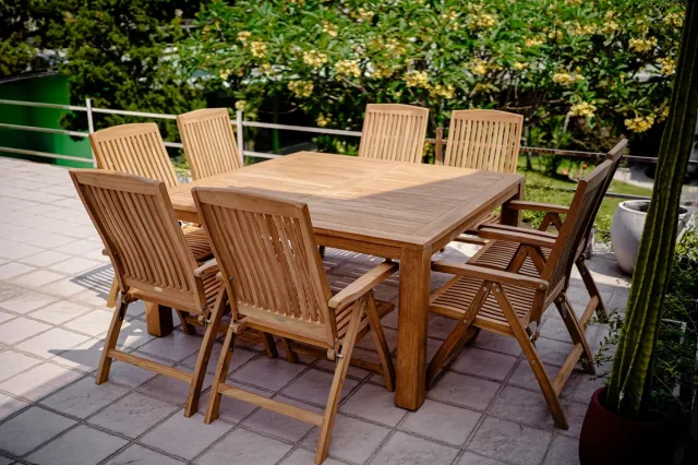 teakea Tuintafel teak vierkant 160 x 160 x 75 cm - 6 tot 8 personen Bruin